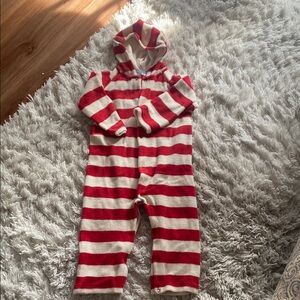 Baby Boden Red and White Hooded Onesie